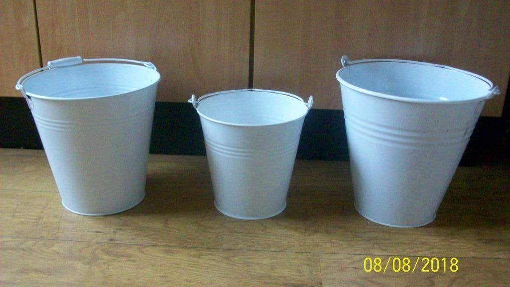 Set van 3 wit emaille emmers, Ophalen of Verzenden