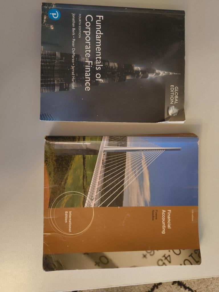 Corporate Finance (4th) & Financial Accounting (11th), Boeken, Gelezen, Gamma, HBO, Jonathan Berk, Peter DeMarzo, Jarrad Harford, Powers Needles