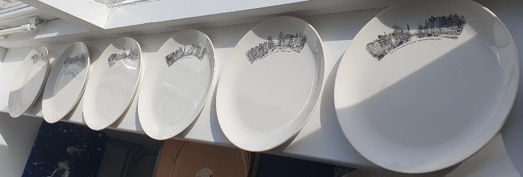6 borden Amsterdamse grachten Brouwers Keizers Prinsengracht, Ophalen of Verzenden, Zo goed als nieuw, Bord(en), Overige stijlen