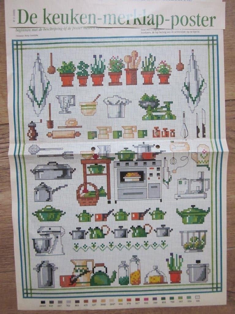 De keuken merklap - poster ontwerp: Remy Ludolphy, Hobby en Vrije tijd, Ophalen of Verzenden, Nieuw, Handborduren, Patroon