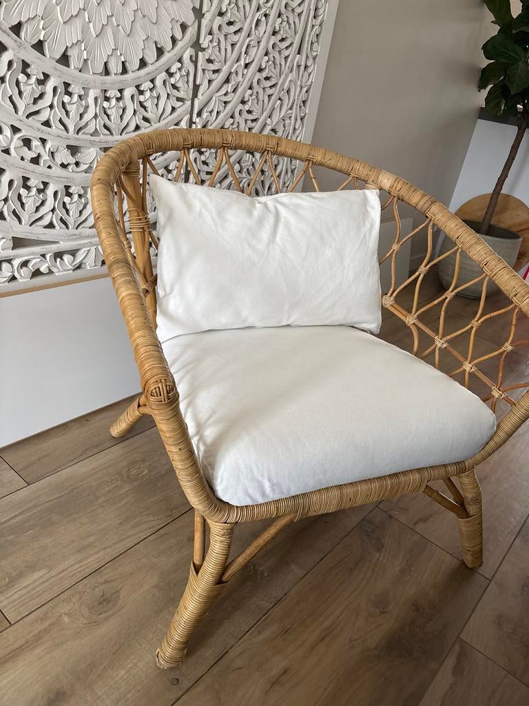 IKEA Stockholm rieten stoel met kussen, Ophalen, Overige kleuren, Riet of Rotan, Zo goed als nieuw