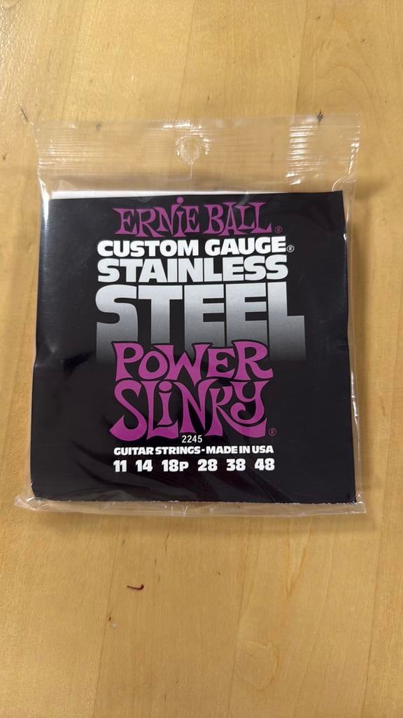 Ernie Ball 2245 power slinky stainless steel (NIEUW), Ophalen of Verzenden, Nieuw, Elektrische gitaar