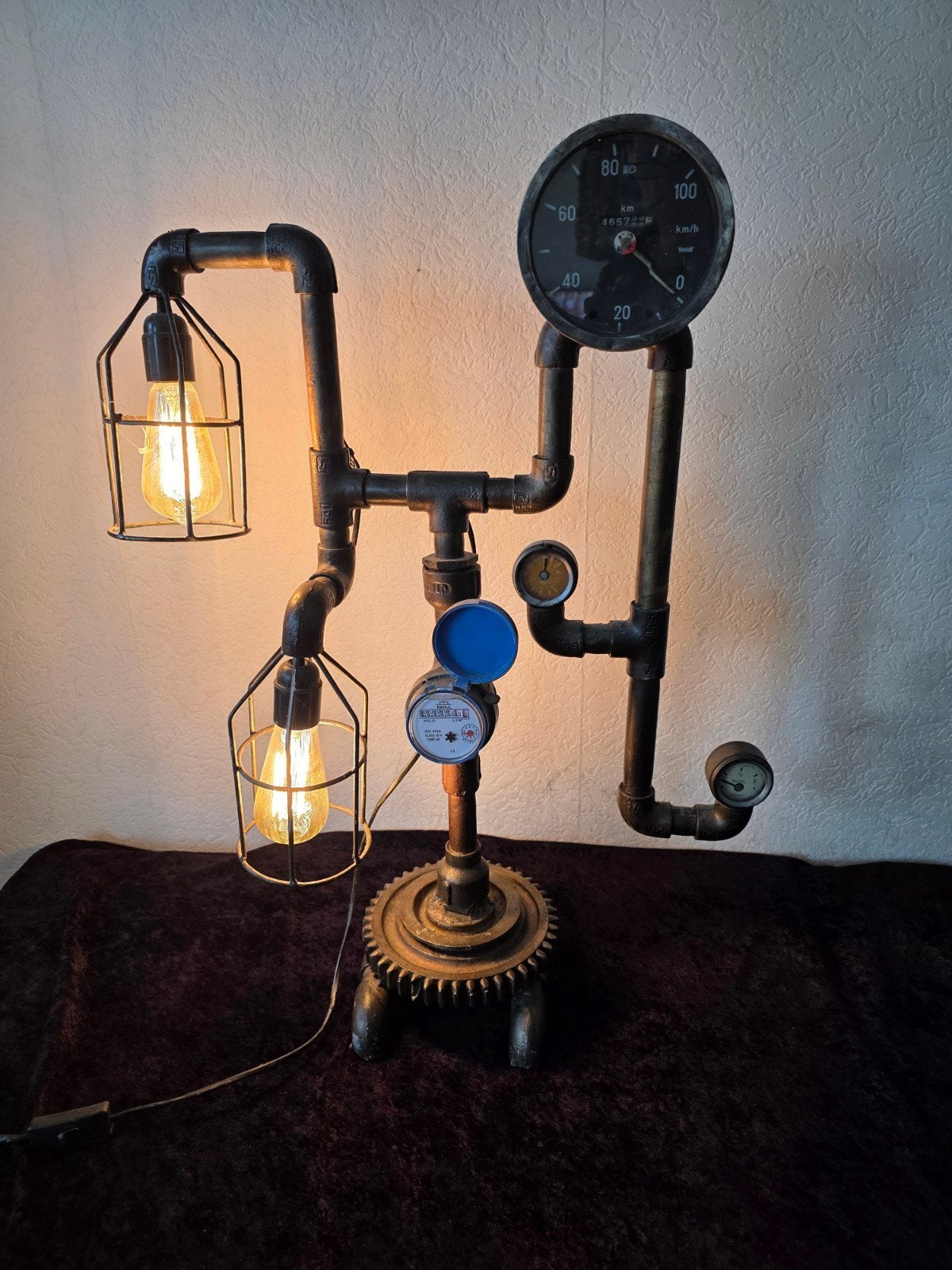 steampunk tafellamp, Ophalen