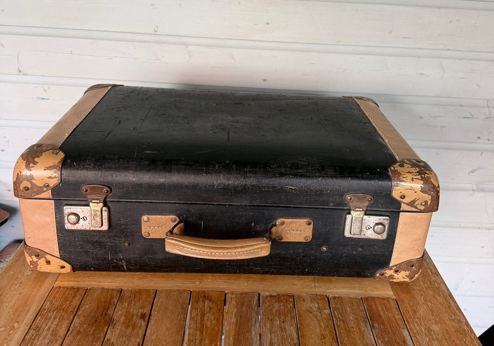 Vintage koffer, Ophalen, Gebruikt, 50 tot 60 cm, Leer