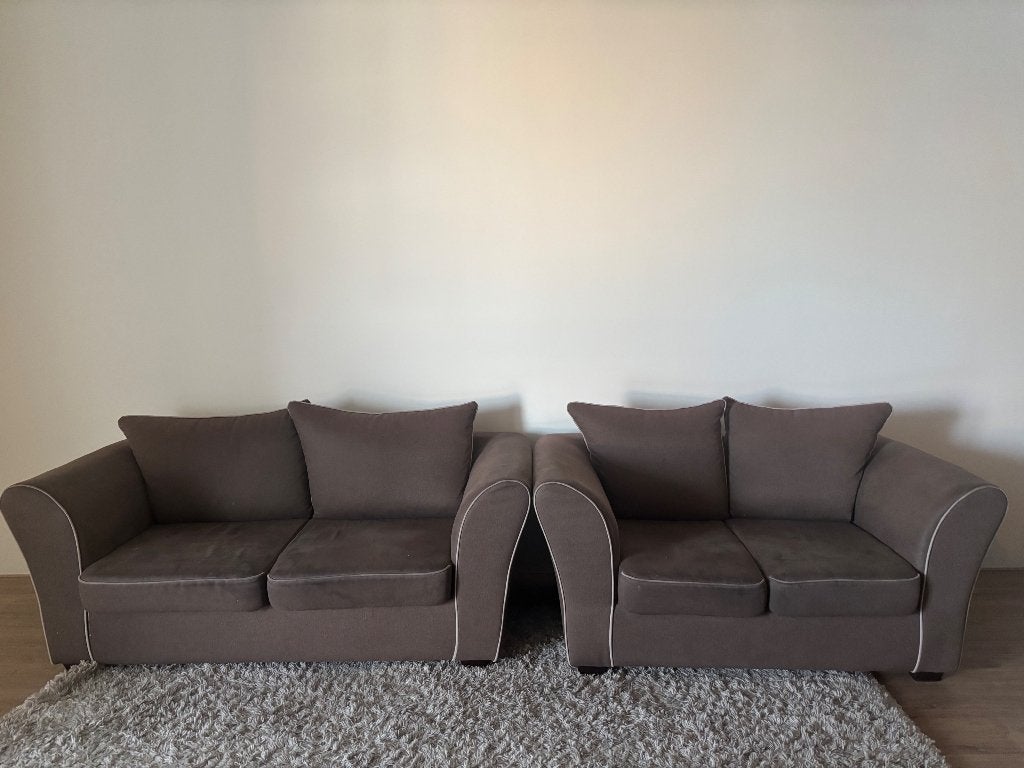 GRATIS 2- en 3-zits Brimiin bankstel in taupe, Ophalen, Gebruikt, 75 tot 100 cm, Rechte bank