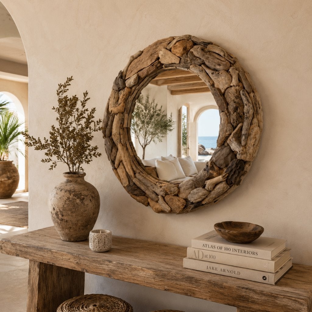 spiegel drijfhout / driftwood - 100 cm - Gratis bezorgd, Huis en Inrichting, Woonaccessoires | Spiegels, TTM Wonen, Meubels – (Perzische) Tapijten en Woonaccessoires