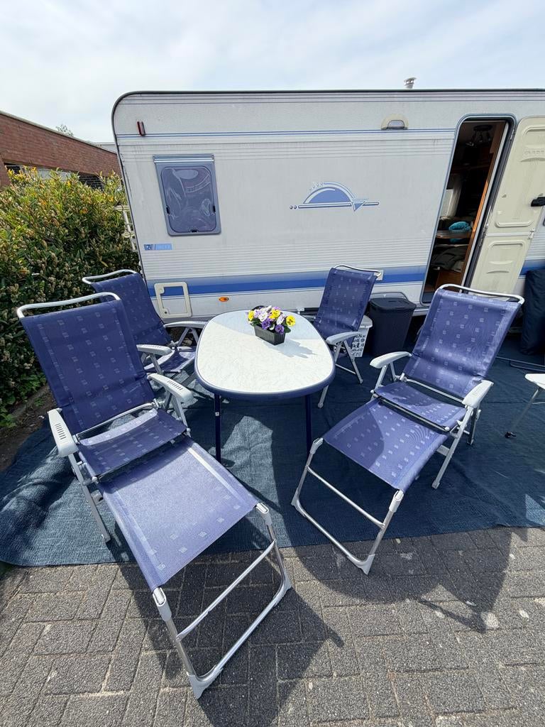 Complete Dukdalf camping tuinset: tafel, 4 stoelen,, Ophalen, Gebruikt