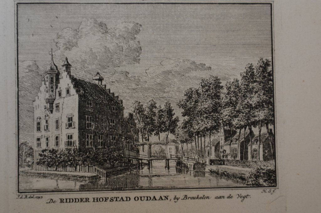 RIDDER HOFSTAD OUDAAN BREUKELEN KOPERGRAVRE SPILMAN 1792 G86, Antiek en Kunst, Kunst | Etsen en Gravures, Verzenden, 7 cm, 9 cm
