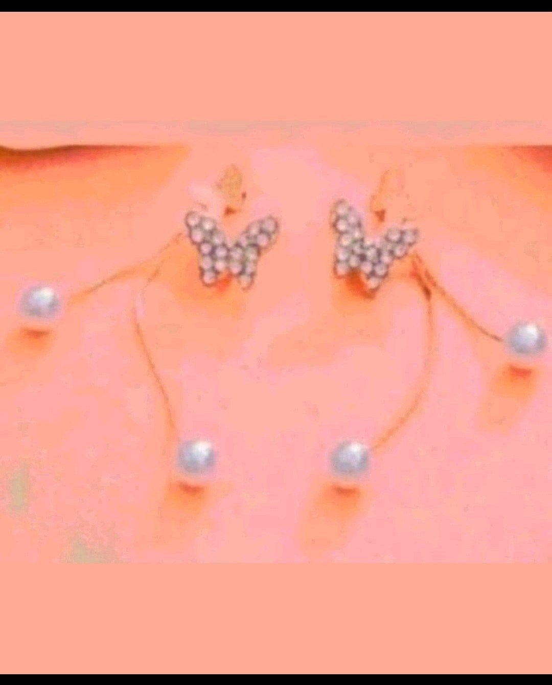 oorbellen vlinders parels, Verzenden, Nieuw, Goud, Knopjes of Stekers
