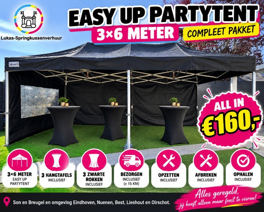 Partytent easy up 3x6 te huur ALL IN pakketprijs, Ophalen, Nieuw, Overige