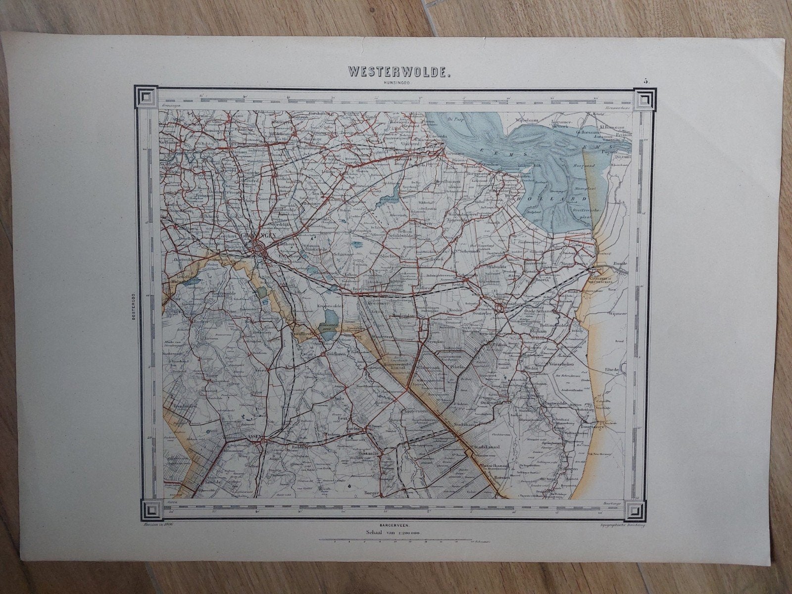 5 Plattegrond van Westerwolde Groningen uit ca 1906, Topografische Dienst Nederland, Ophalen of Verzenden, 1800 tot 2000, Nederland