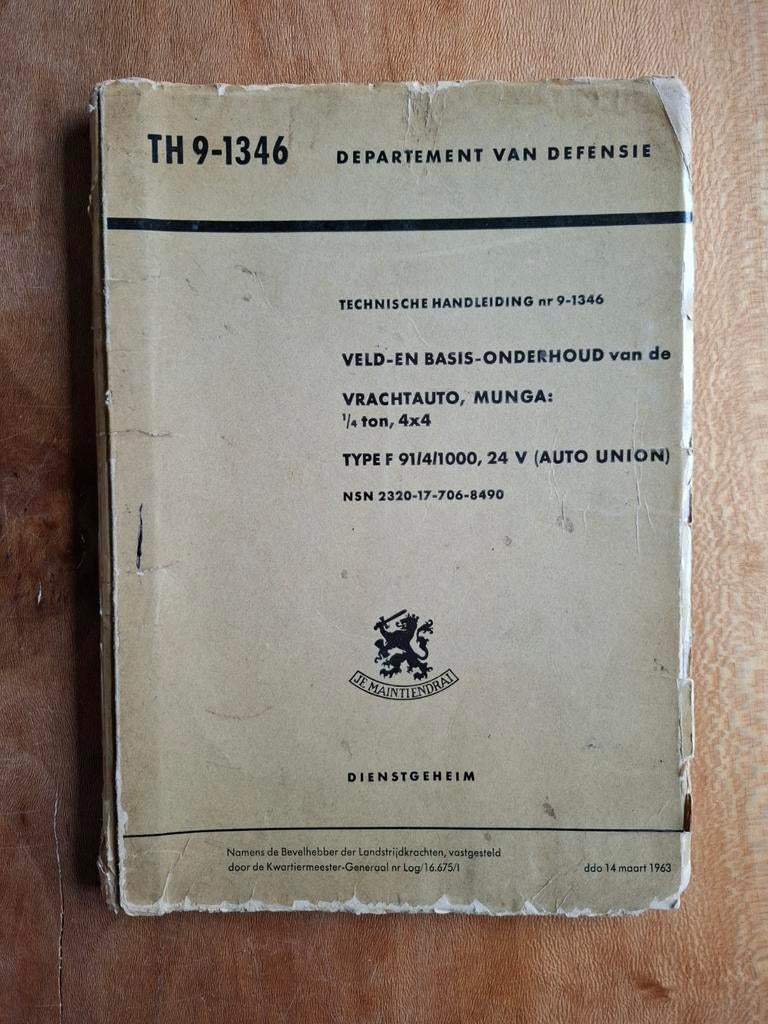 Technische handleiding TH9-1346 Munga DKW Nederlands, Ophalen of Verzenden