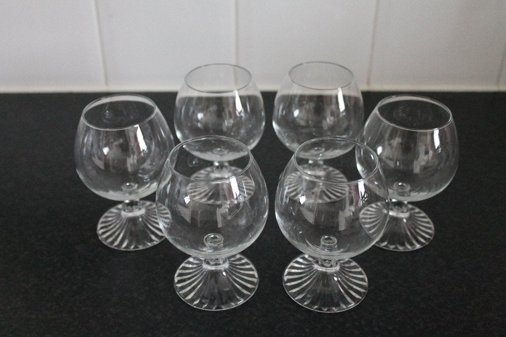 Cognacglas kristal, vintage cognac glazen jaren 70 / 6 stuks, Ophalen of Verzenden, Nieuw, Overige typen