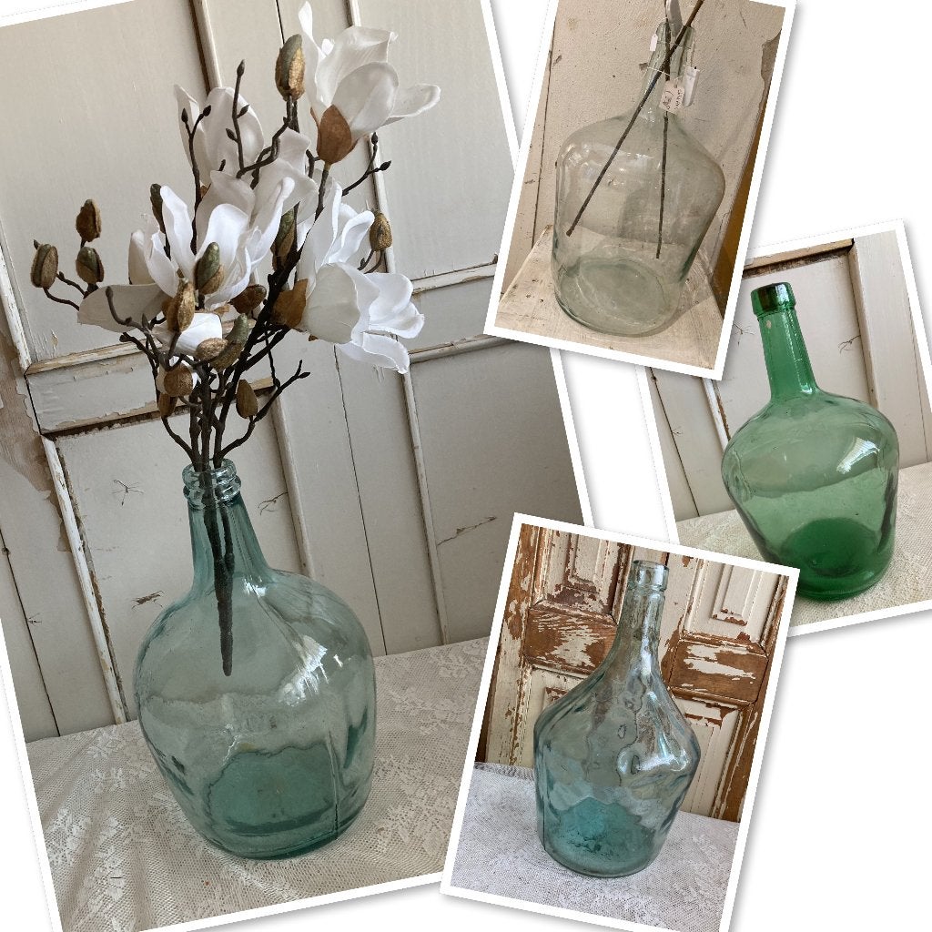 Brocante gistflessen - fles - bolvaas - vaas / 1x met kurkje, Ophalen of Verzenden