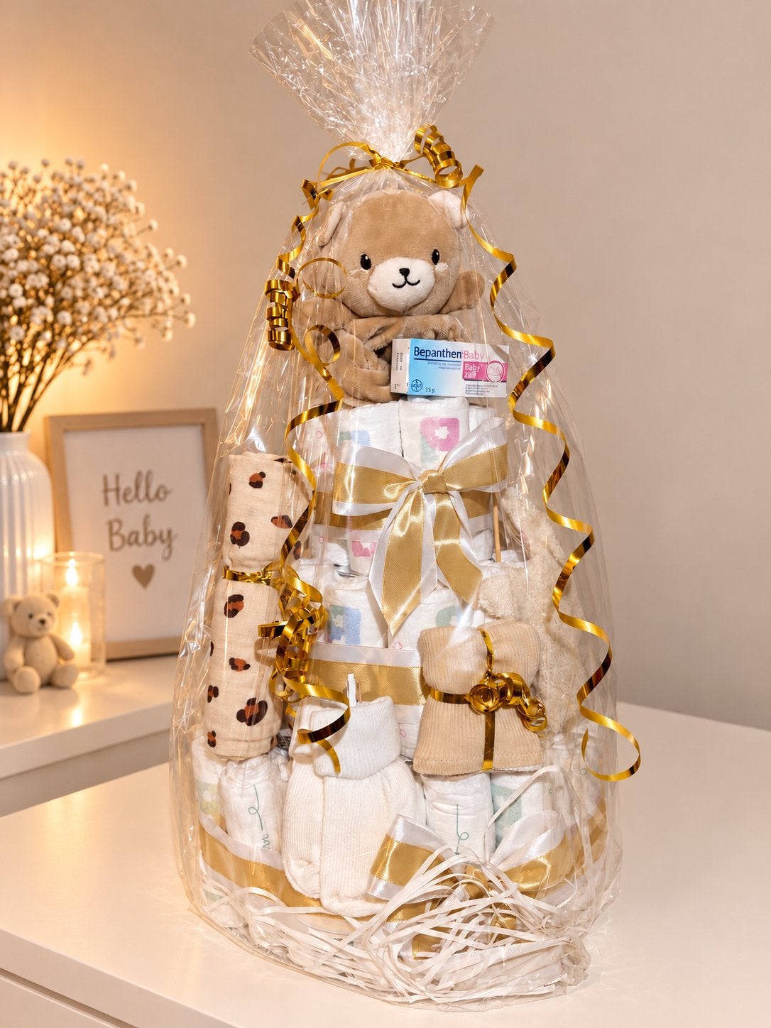 Beige Luiertaart – Kraamcadeau | Lief Baby Cadeau, Ophalen of Verzenden, Nieuw, Kraamcadeau