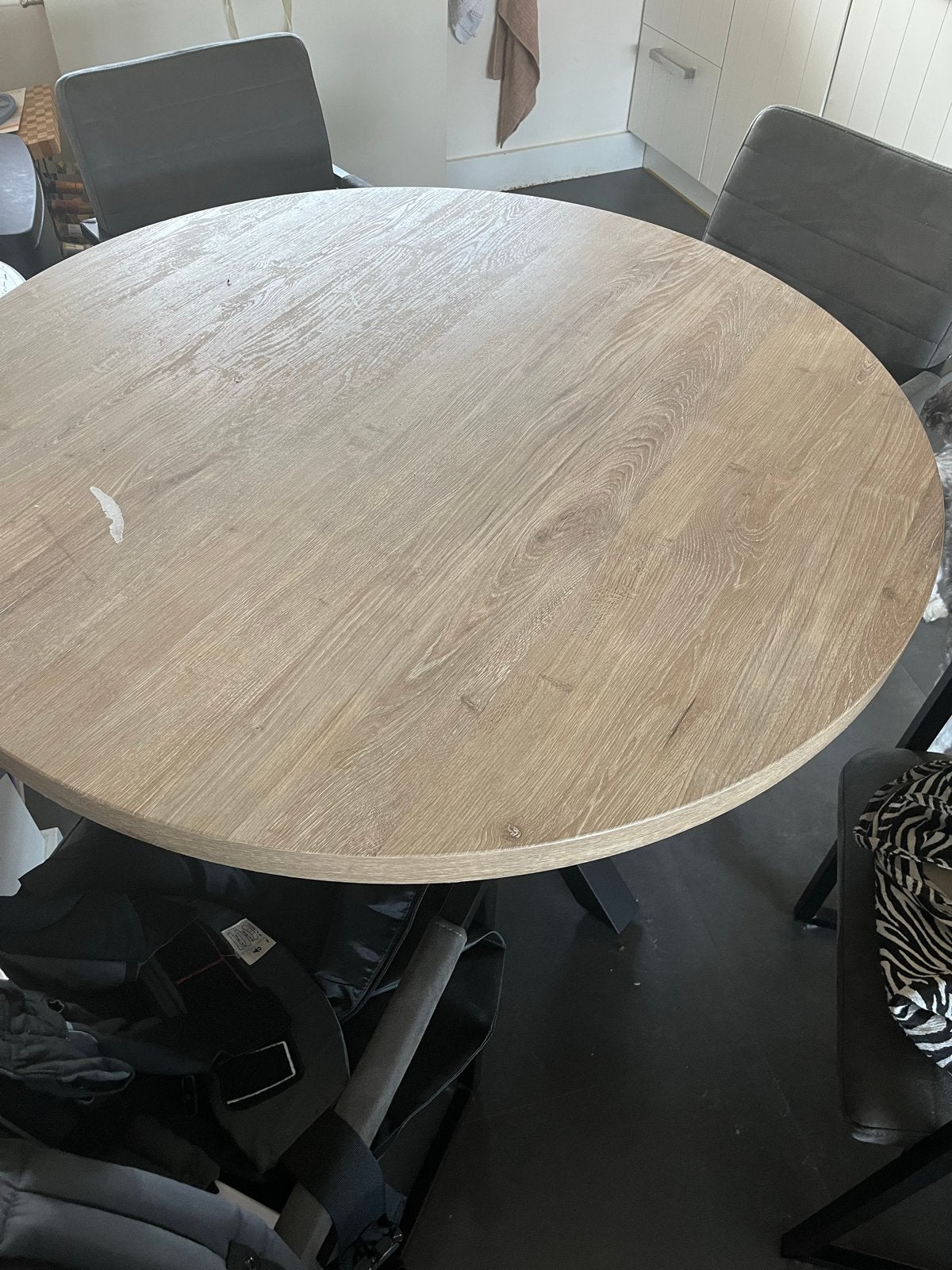 Ronde eettafel met spinpoot, lichte houtkleur, Ophalen, Gebruikt, 150 tot 200 cm, Rond