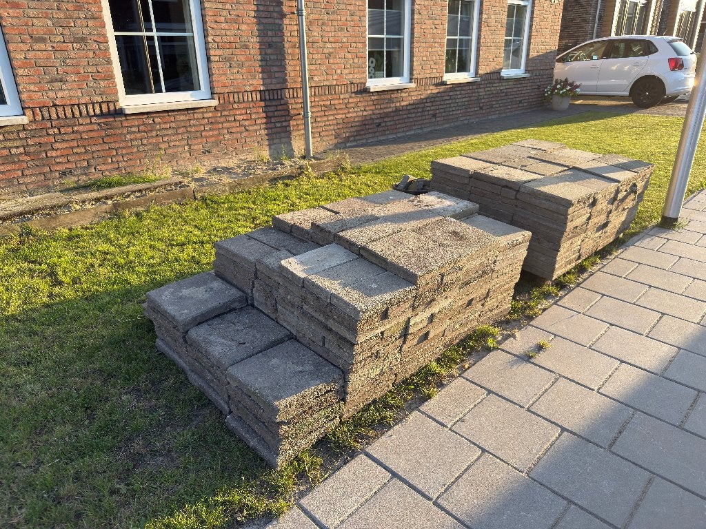 Stoeptegels 23m2 (gratis af te halen), Ophalen, Gebruikt, 10 m² of meer, Beton