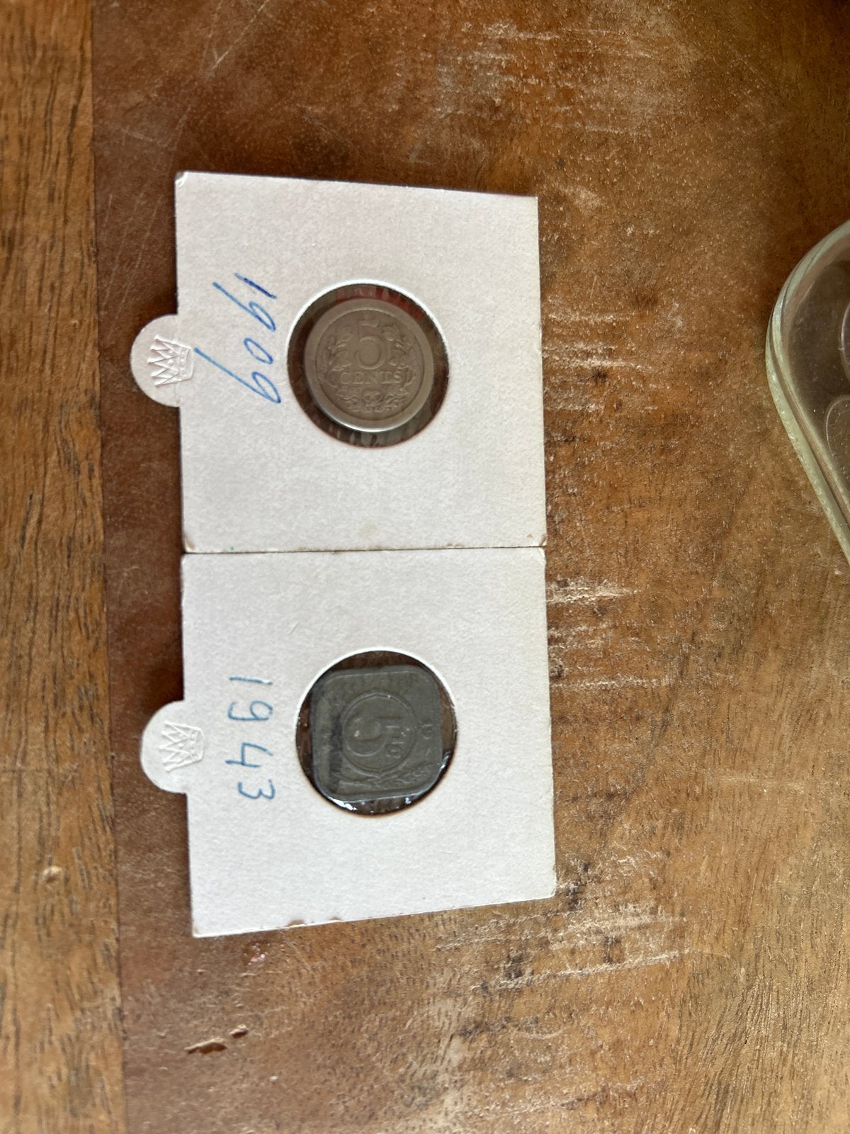 Set van 2 Nederlandse munten: 1909 en 1943, Ophalen of Verzenden, Koningin Wilhelmina, Overige waardes, Setje