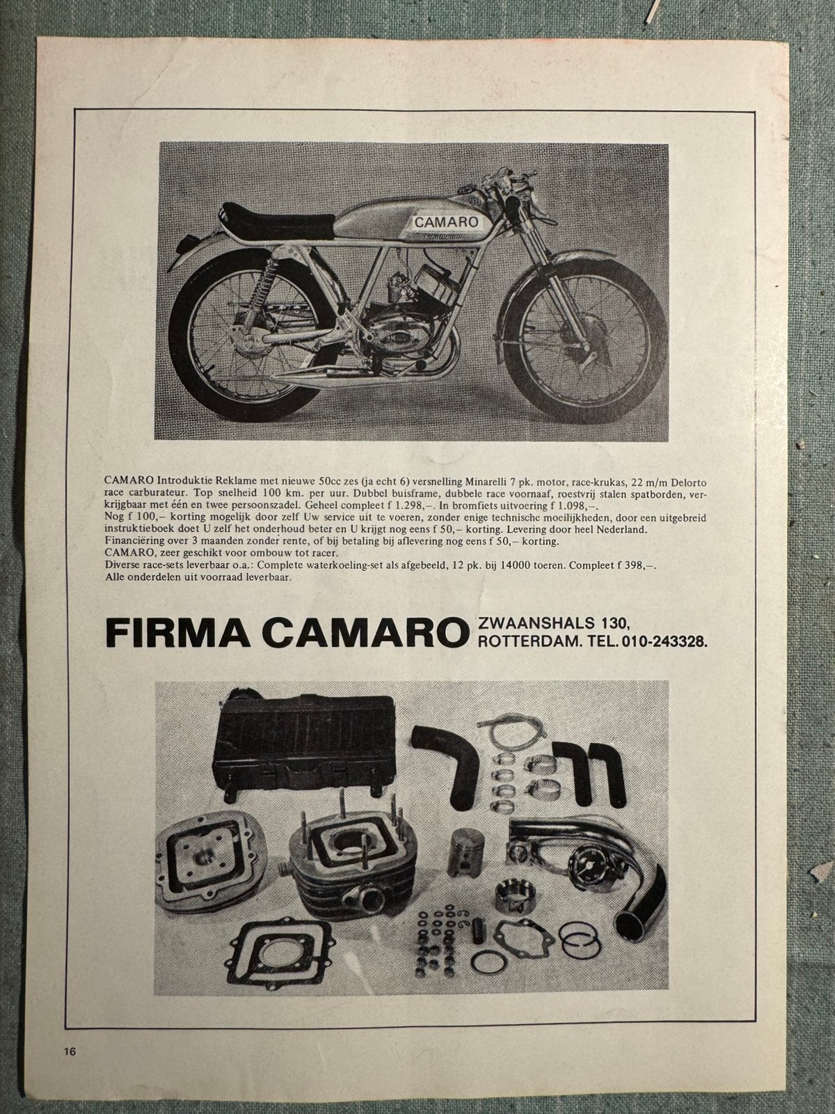 Advertentie 1971 Camaro 50cc Minarelli, Verzenden, Zo goed als nieuw, Motoren