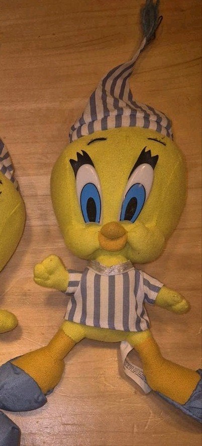 1x Looney Tunes Tweety Bird knuffel in pyjama, Gebruikt, Overige merken, Overige typen, Ophalen of Verzenden