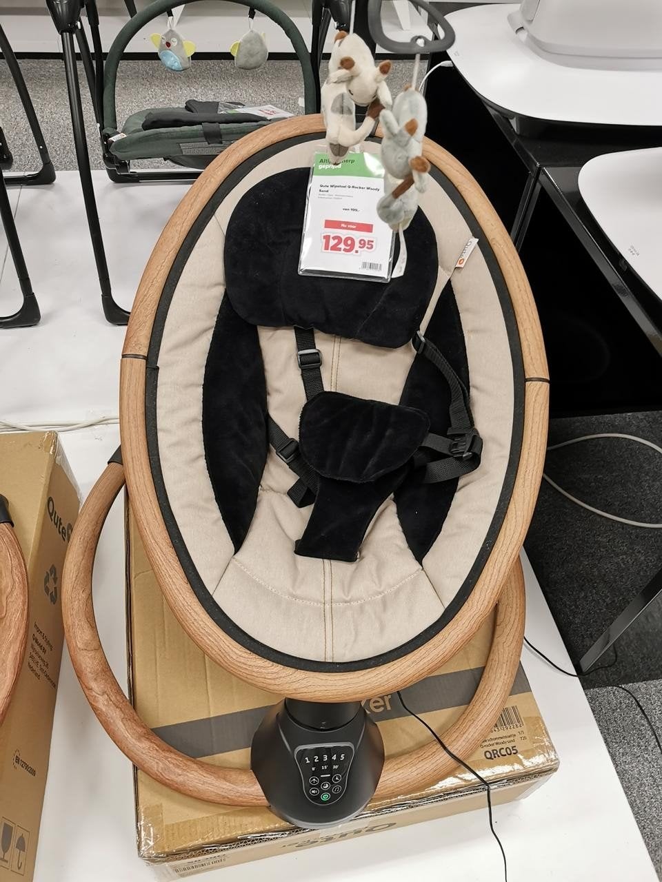 Qute Wipstoel Woody met gordel en verstelbare rugleuning, Ophalen, Zo goed als nieuw, Schommelstoel, Overige merken