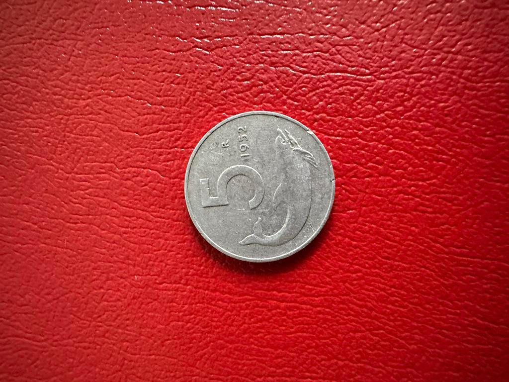 Italië 5 Lire 1952 - Aluminium Munt, Ophalen of Verzenden, Losse munt