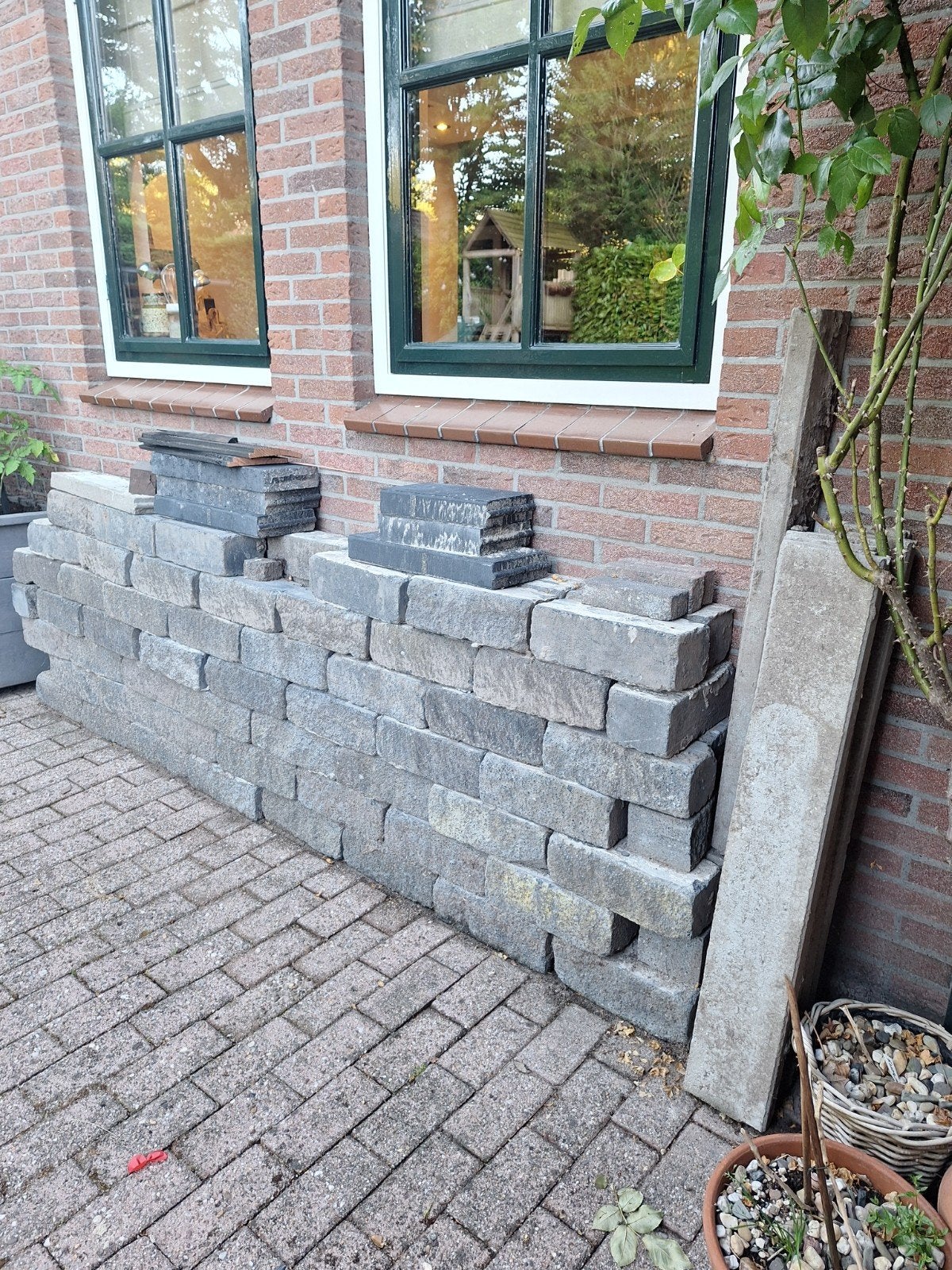 Gebruikte betonnen stenen - stapelsteen - border, Ophalen, Gebruikt, Beton