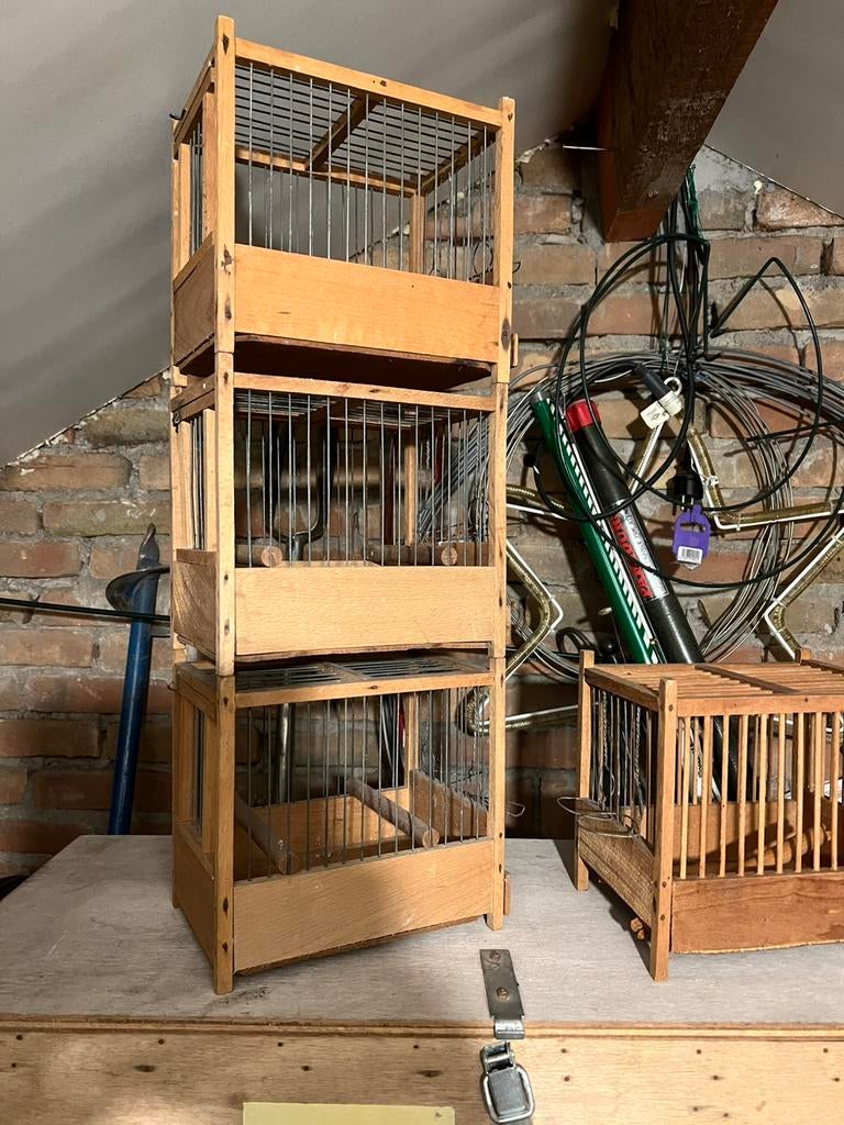 Vogel zang kooitjes, Dieren en Toebehoren, Ophalen of Verzenden, Gebruikt, Hout, Vogelkooi