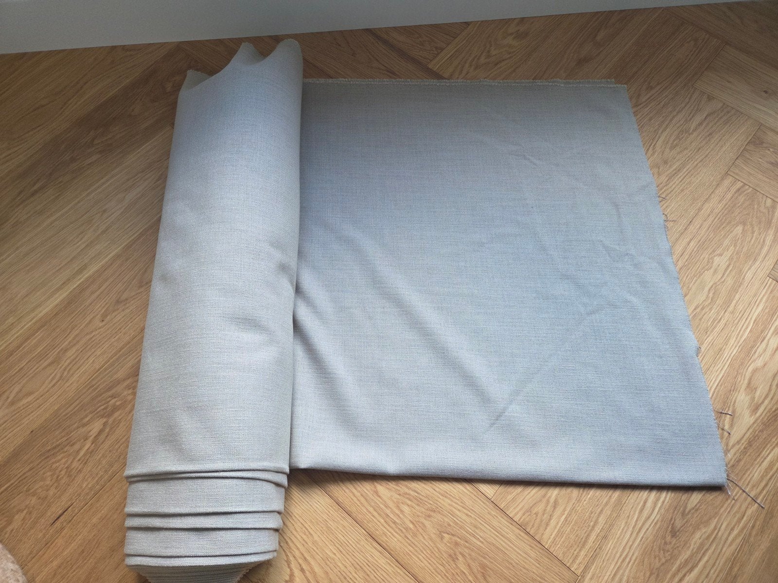 Mooie beige linnen look stof | Rol van 12,50 x 1,40 meter, 120 cm of meer, Beige, Ophalen of Verzenden, Linnen