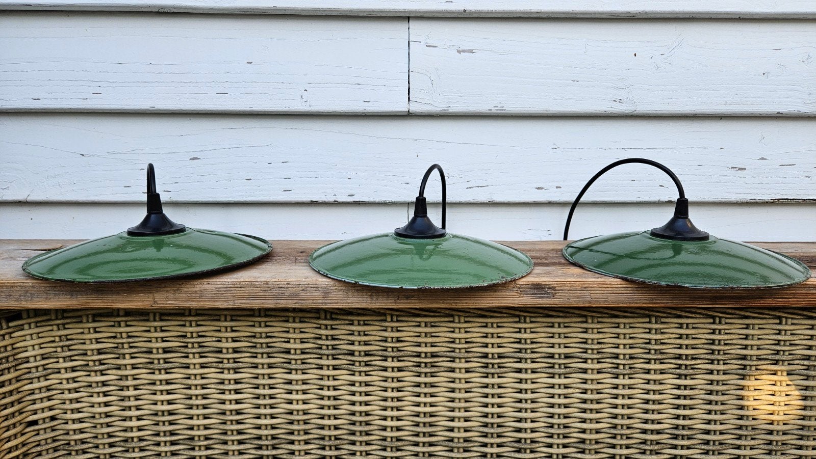 Emaille Lampenkapjes Vintage, Ophalen of Verzenden, Groen, 25 cm