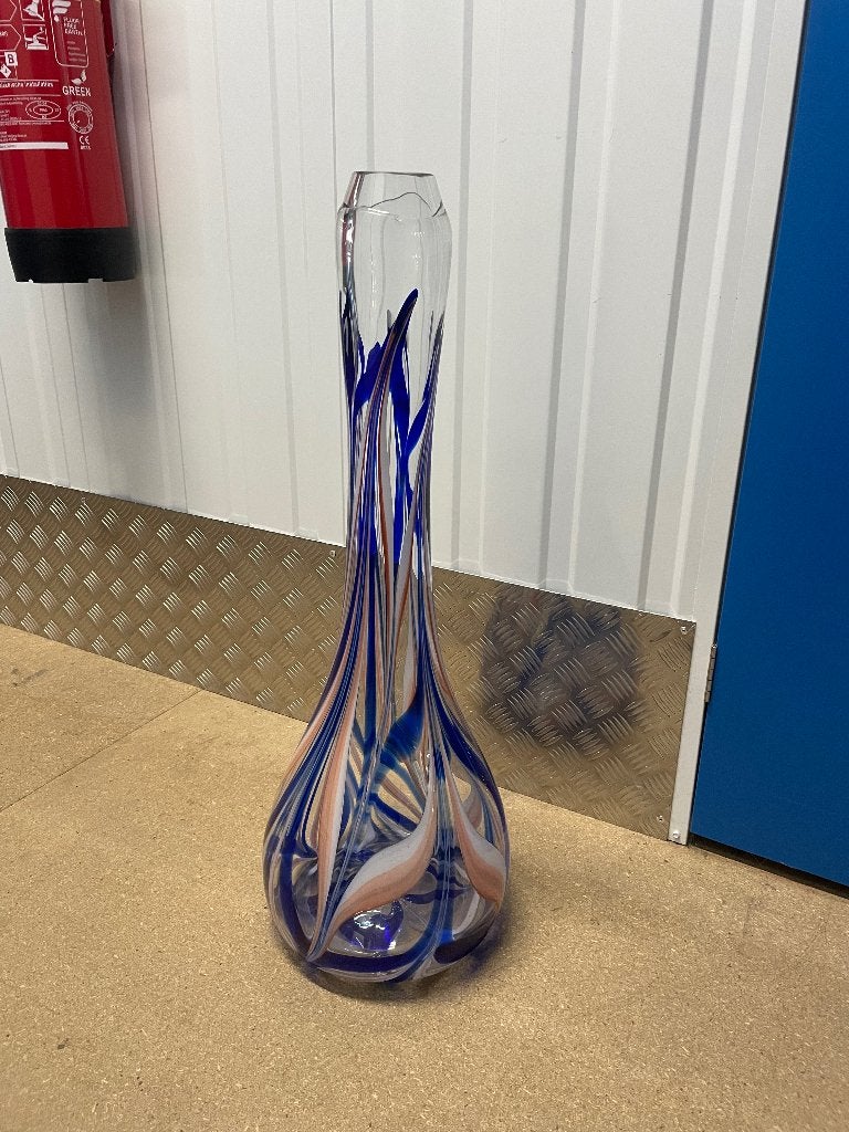 Prachtige grote glazen vaas, Huis en Inrichting, Ophalen, Blauw, 100 cm, Glas