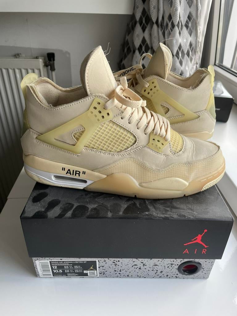 Air Jordan 4 x Off-White “Sail” 44.5 | Virgil Abloh, Nike, Ophalen of Verzenden, Gedragen, Wit