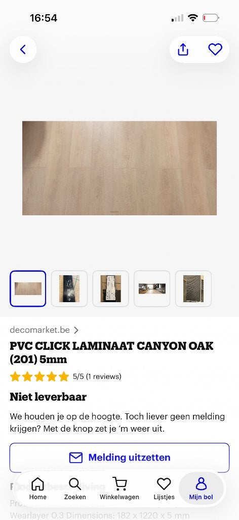 PVC Clicklaminaat Canyon Oak, Ophalen, Kunststof, 50 tot 150 cm, Nieuw