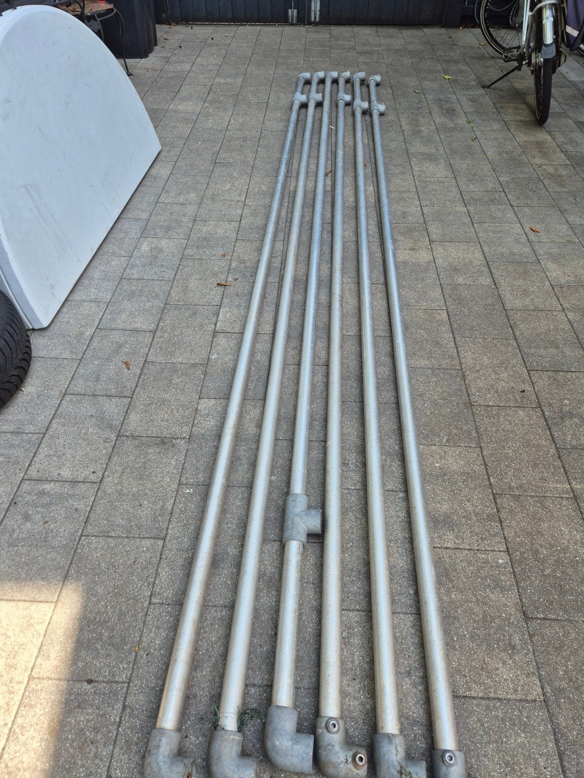 Aluminium steiger  buizen met bochten, 3.8m lang, Afvoer, Gebruikt, 2 tot 4 meter, Ophalen of Verzenden