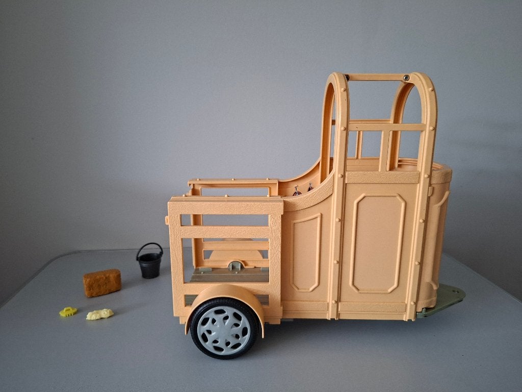 barbie paardentrailer Mattel  vintage met geluid + paard, Ophalen of Verzenden, Gebruikt, Barbie
