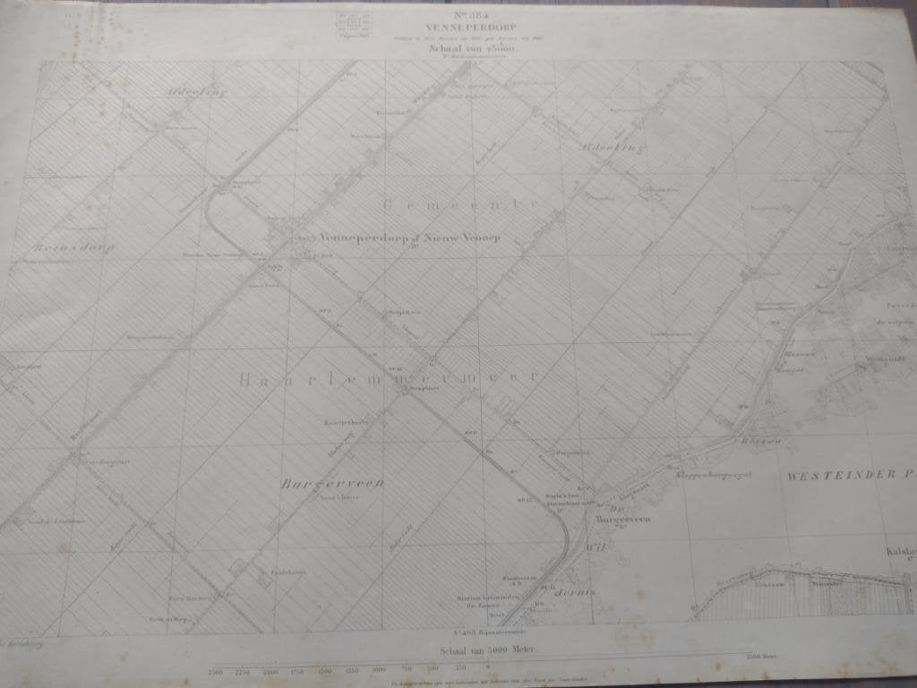 384 / Venneperdorp Burgerveen Westeinde Plattegrond 1913, Ophalen of Verzenden