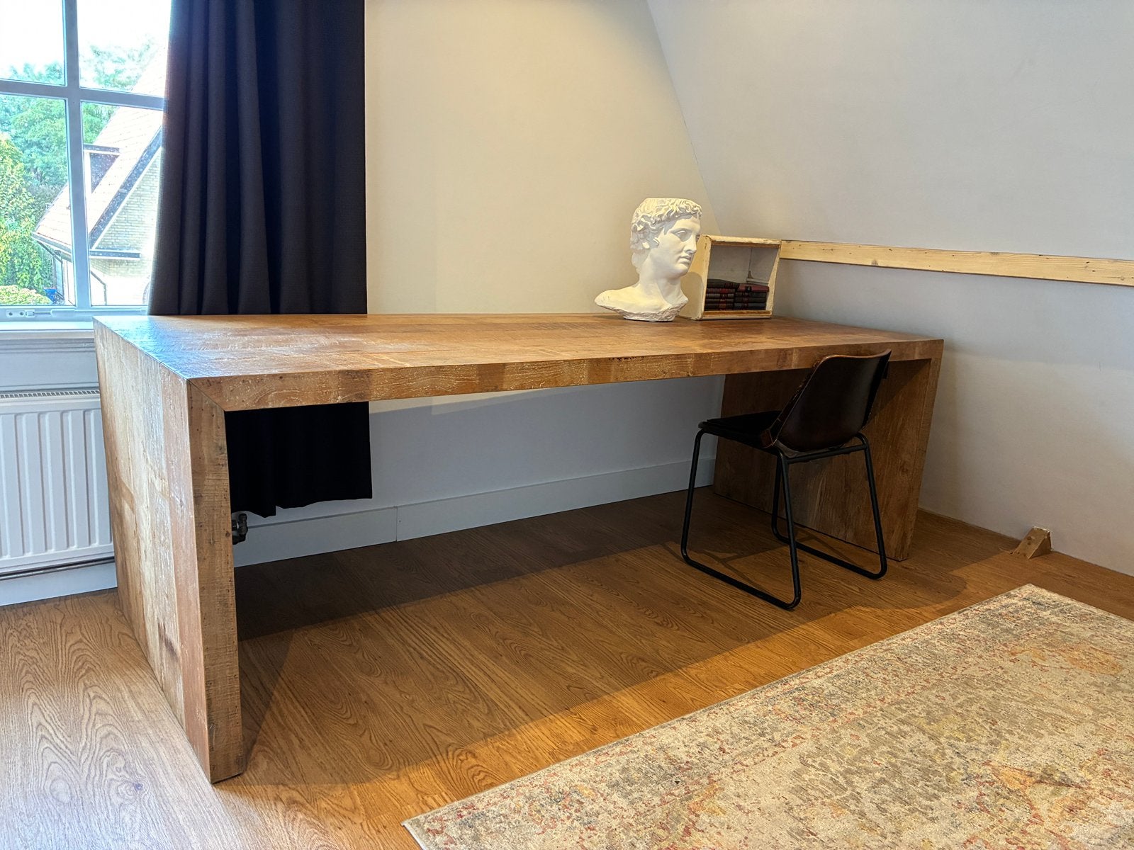 Houten eettafel 90x240, Ophalen, Eikenhout, 200 cm of meer, 50 tot 100 cm