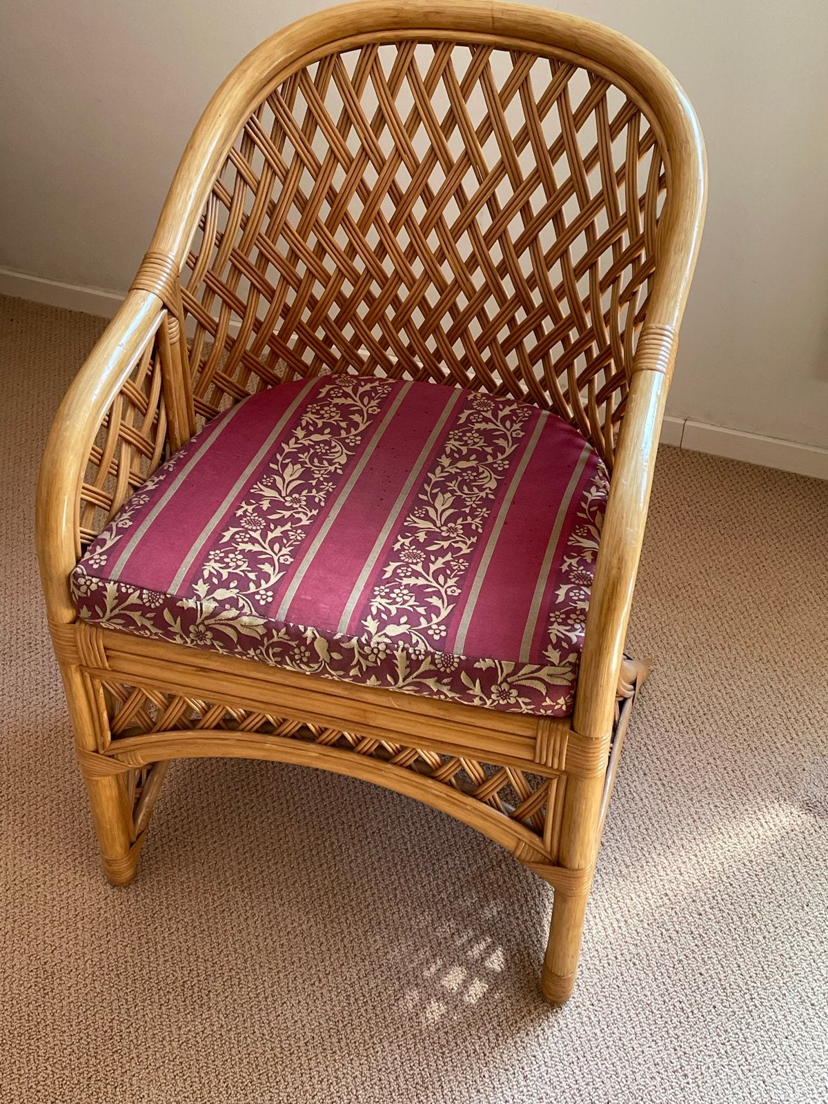Rotan fauteuil met kussen - Vintage look, Ophalen