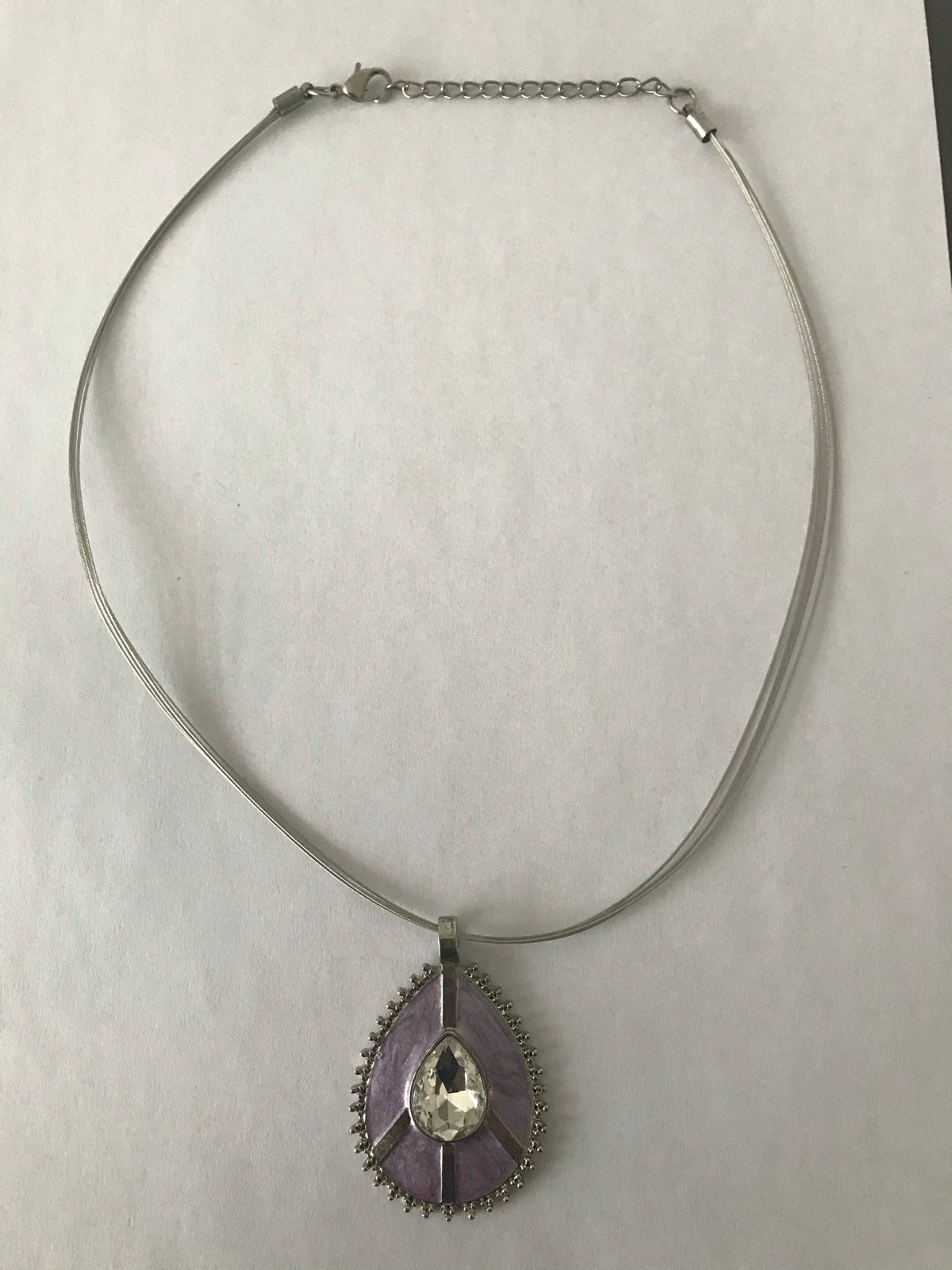 Ketting met hanger en bijpassende ring, Gebruikt, Verzenden, Paars, Overige materialen
