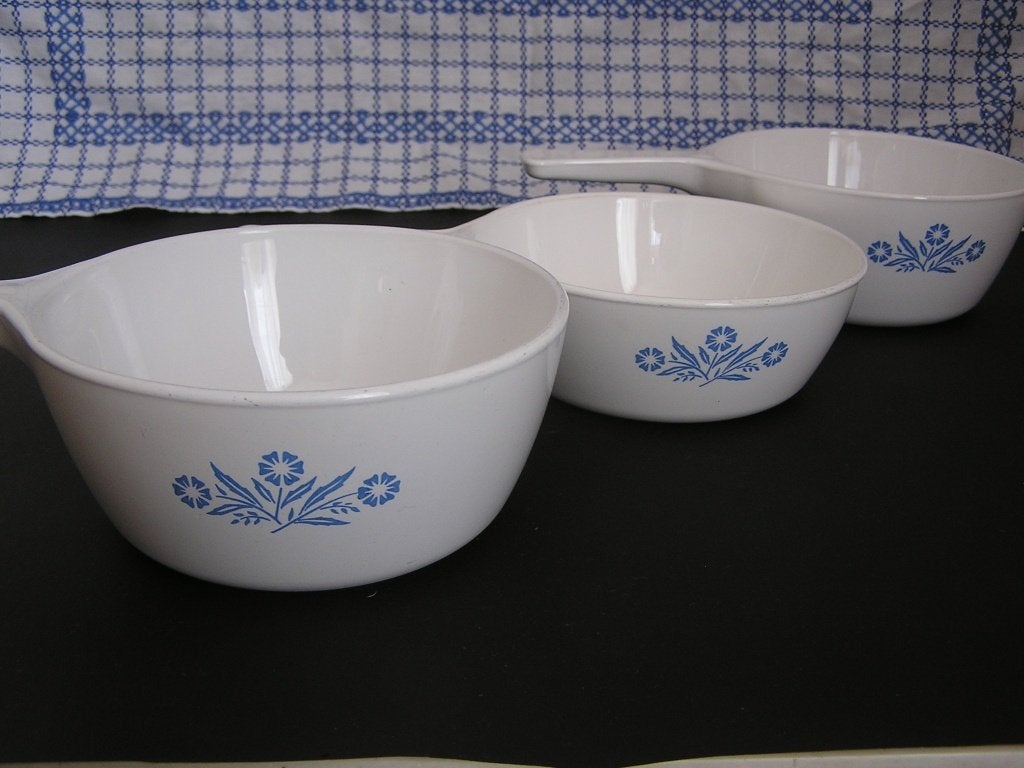 vintage pyrosil ware steelpannetjes, glaskeramiek pyroflam, Ophalen of Verzenden, Meerkleurig, Overige merken, Glas