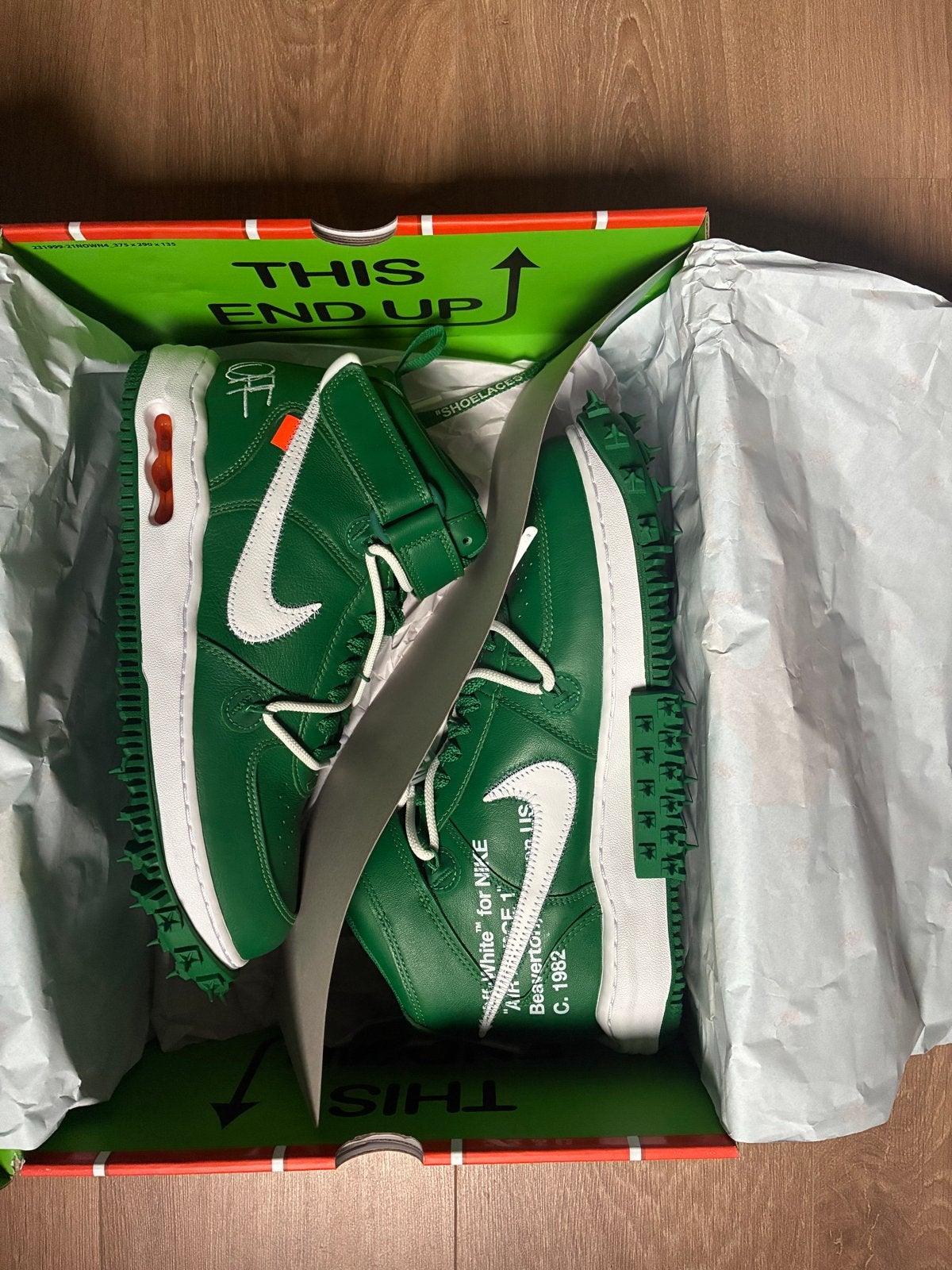 Nike Air Force 1 Mid Off-White Pine Green - Maat 44.5 (2023), Verzenden, Nieuw, Overige kleuren, Sneakers of Gympen