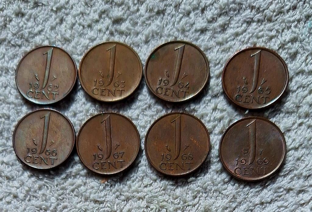 Centen 1962 t/m 1969, Postzegels en Munten, Munten | Nederland, Ophalen of Verzenden, Koningin Juliana, 1 cent, Setje