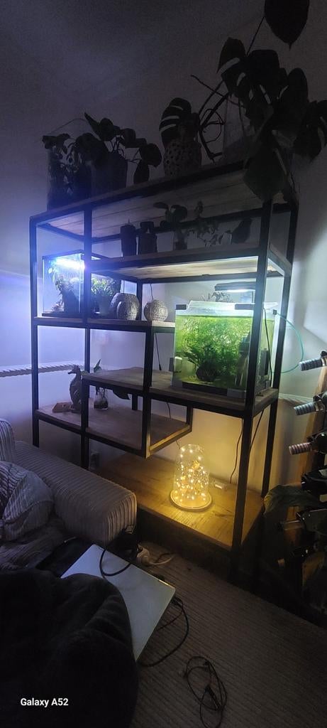 Industriële Mangohouten Kast met Metalen Frame, Met plank(en), Gebruikt, 100 tot 150 cm, 25 tot 50 cm