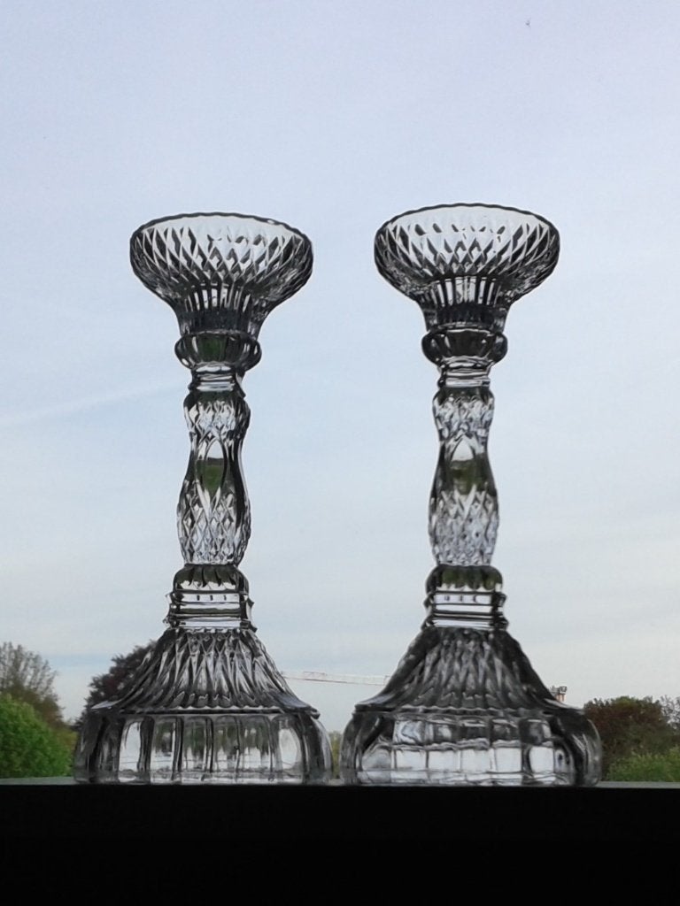 Kandelaars (2x2) Persglas Art Deco, Antiek en Kunst, Antiek | Kandelaars, Ophalen of Verzenden, Glas