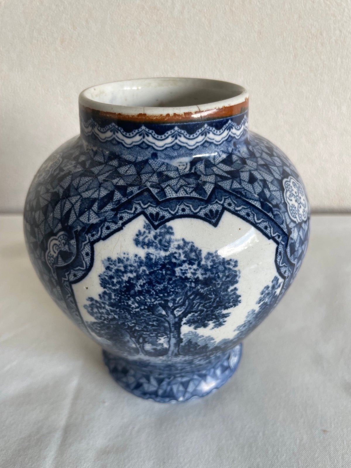 Antieke Villeroy & Boch vaas met blauw-wit decor, Verzenden