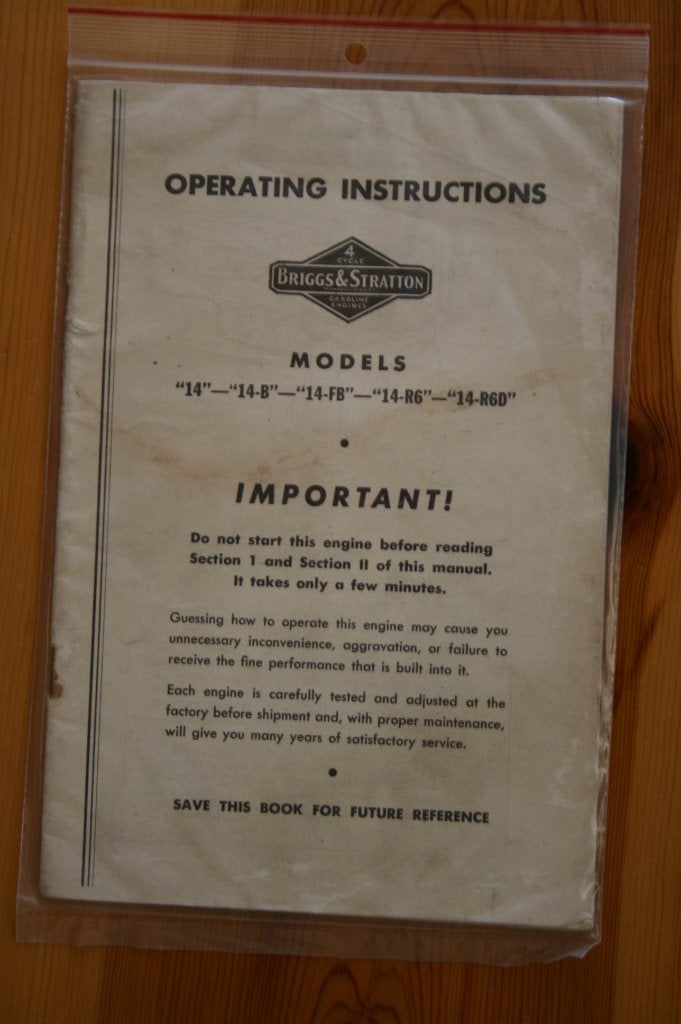 Instructieboekje Briggs&Stratton motoren models 14, Ophalen of Verzenden, Overige merken