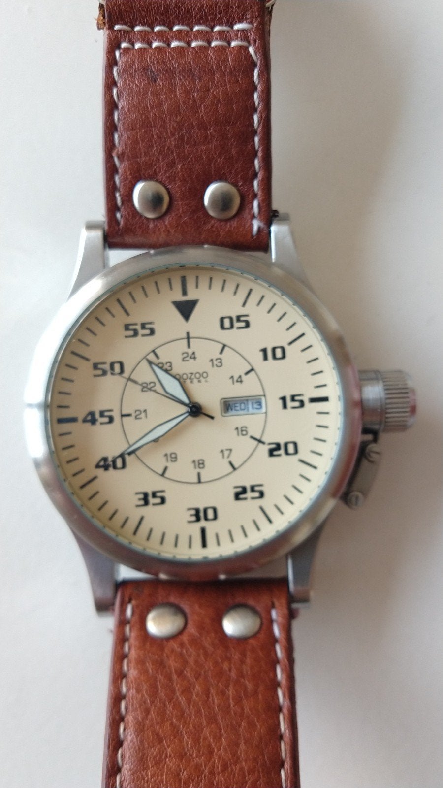 OOZO steel herenhorloge automaat., Overige merken, Staal, Polshorloge, Ophalen of Verzenden