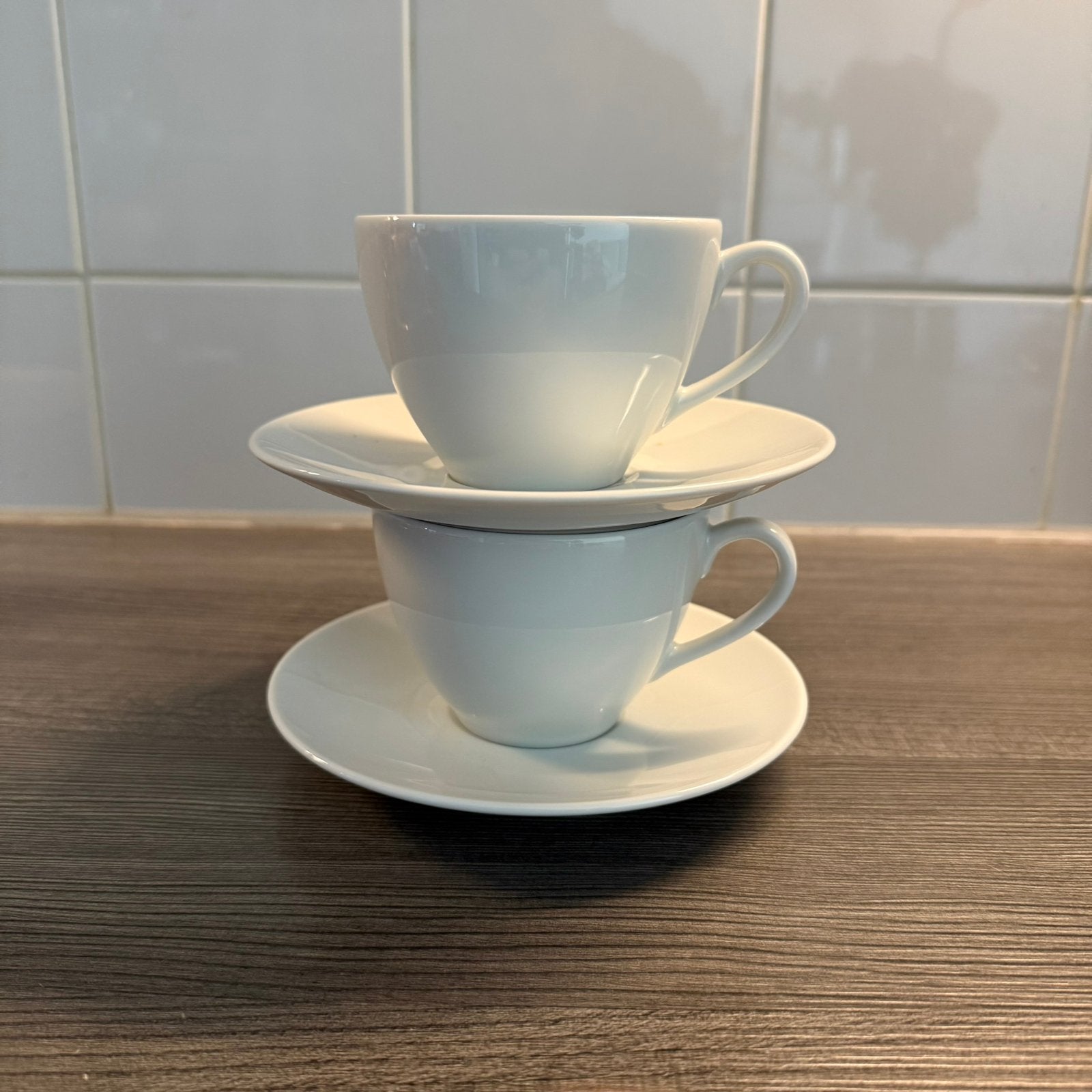 IKEA 365+ KOFFIEKOPPEN Set van 2 met Schotels Wit, Ophalen, Keramiek, IKEA, Mok