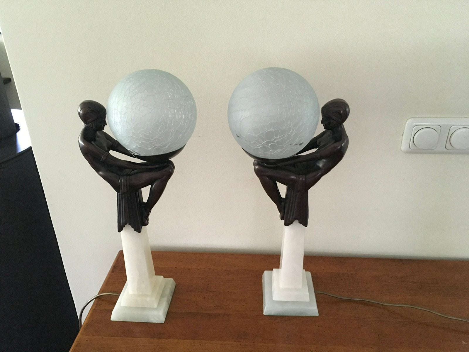 Twee lampen naar Max le Verrier, Antiek en Kunst, Ophalen of Verzenden, Brons, Beeld