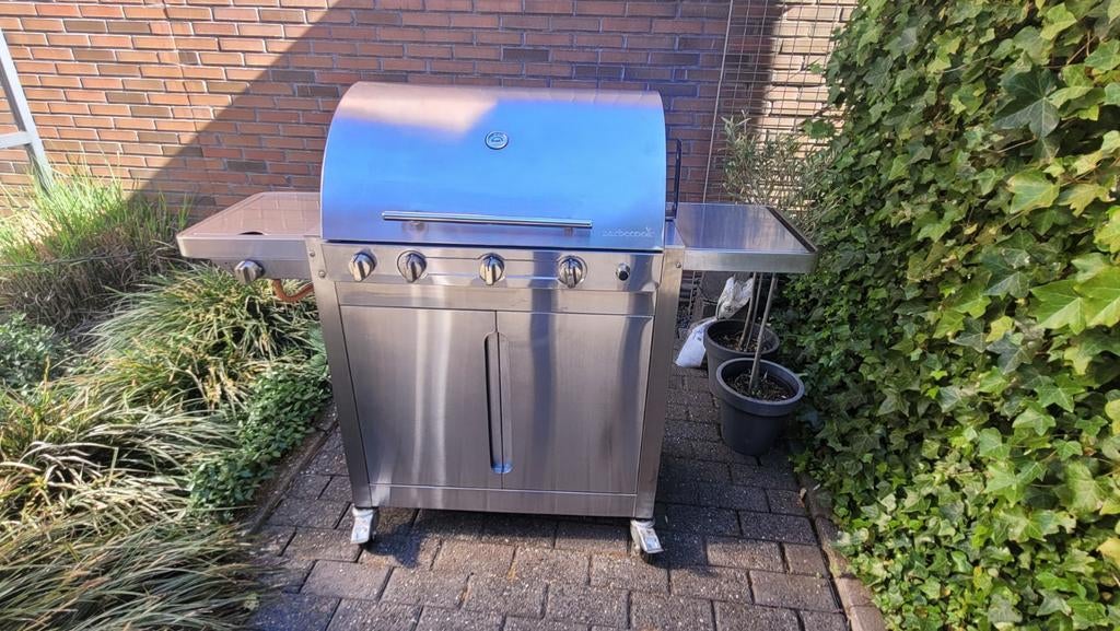 Barbecook gasbarbecue met 4 branders, zijbrander en hoes, Ophalen, Gebruikt, Barbecook